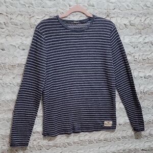 Hollister Crewneck Henley | Mens M | Navy and White Stripe Long Sleeve Shirt
